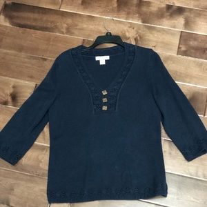 Navy Blue Shirt Wooden Buttons